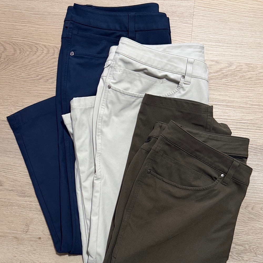 BUNDLE OF 3 Lululemon ABC slim fit warpstreme 5 pocket pants - 32W x 28L